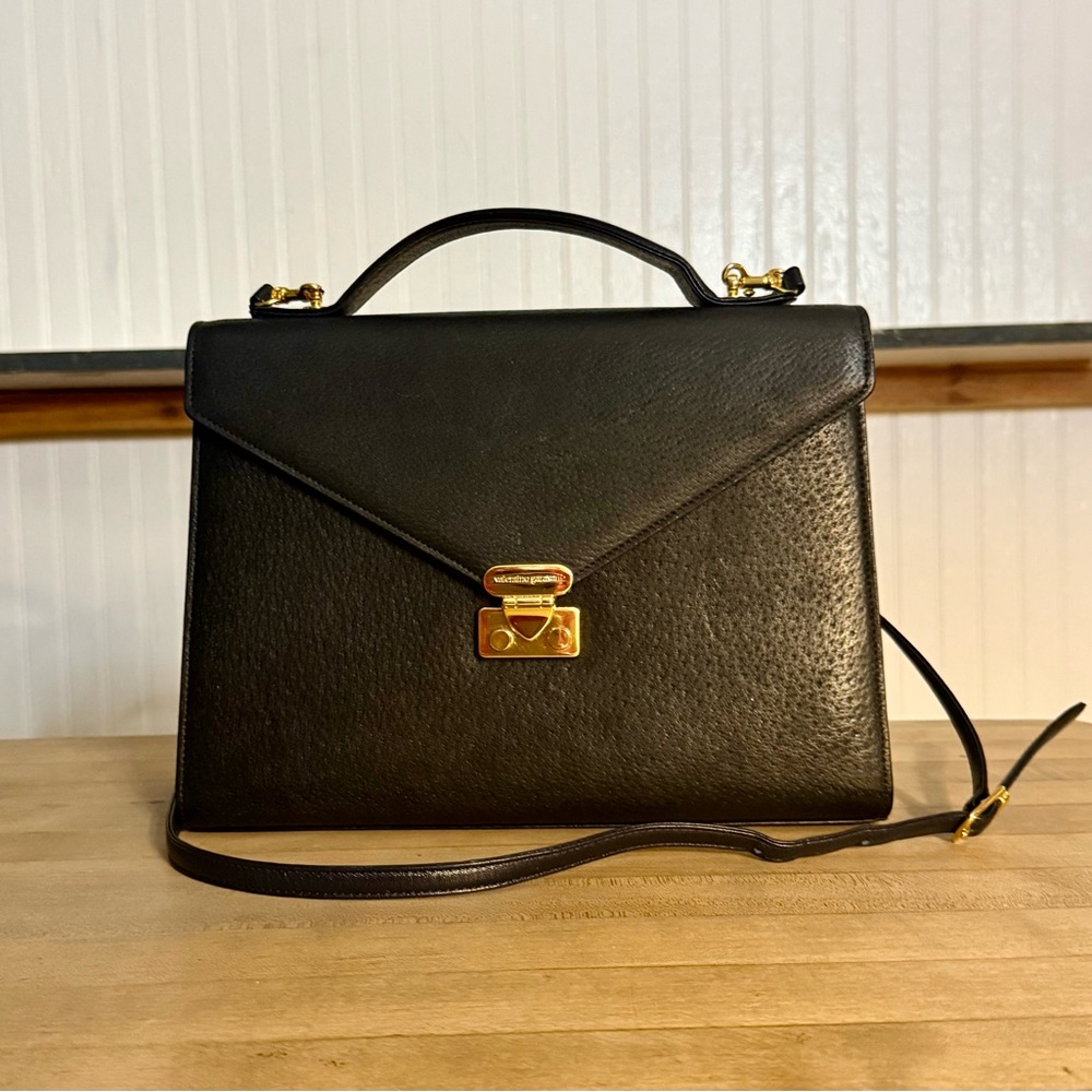Valentino Garavani Black Leather Crossbody Shoulder Bag
